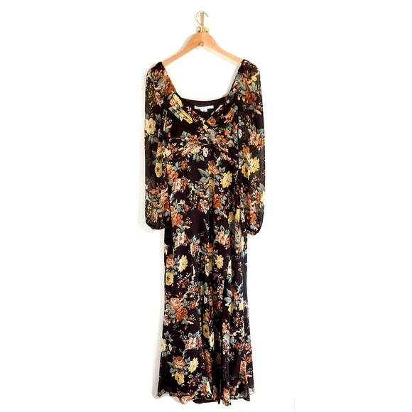 Veronica Beard Maxi Silk Floral Long-Sleeve Avani Dress - Picture 2 of 8